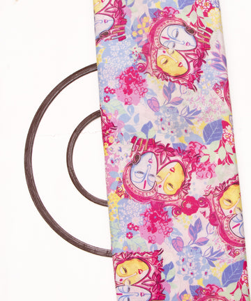 White Colour Figure Digital Printed Pure Muslin Fabric